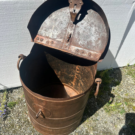 Vintage Indian Iron Grain Storage Drum