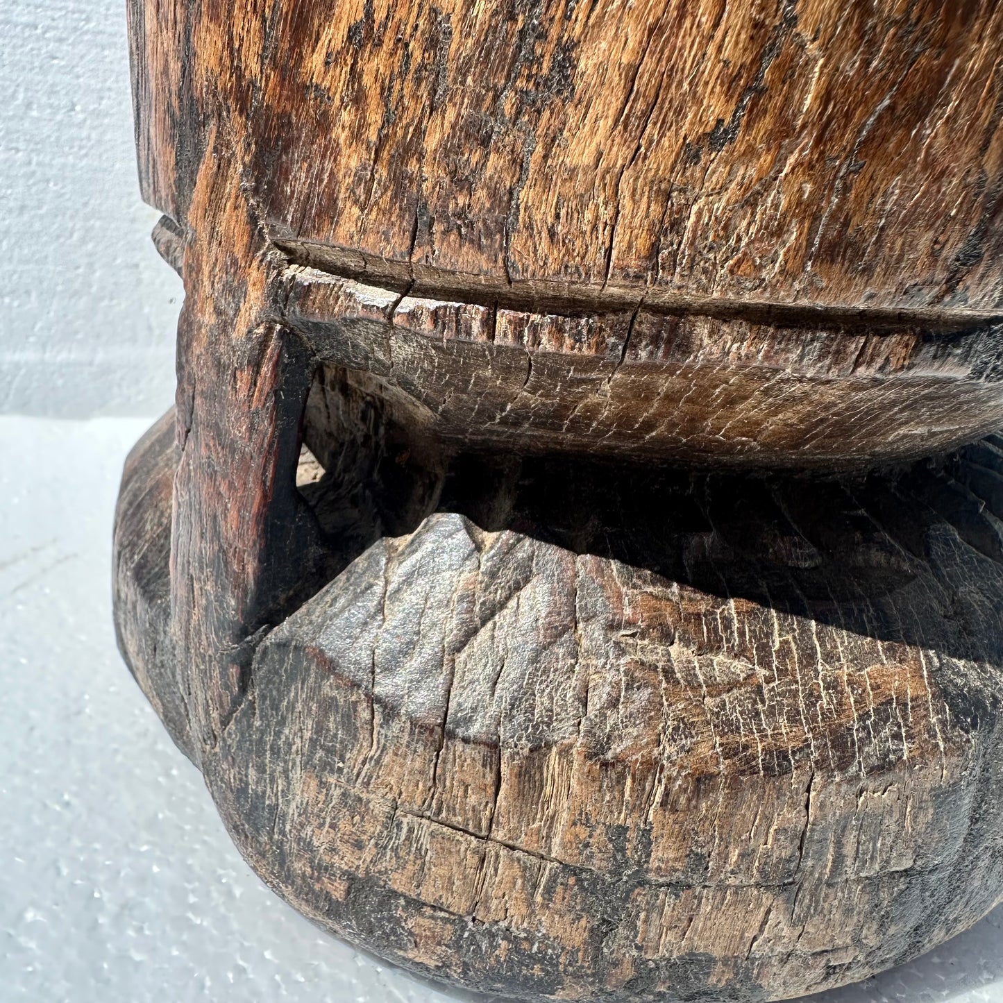 Vintage Indian Carved Teak Mortar