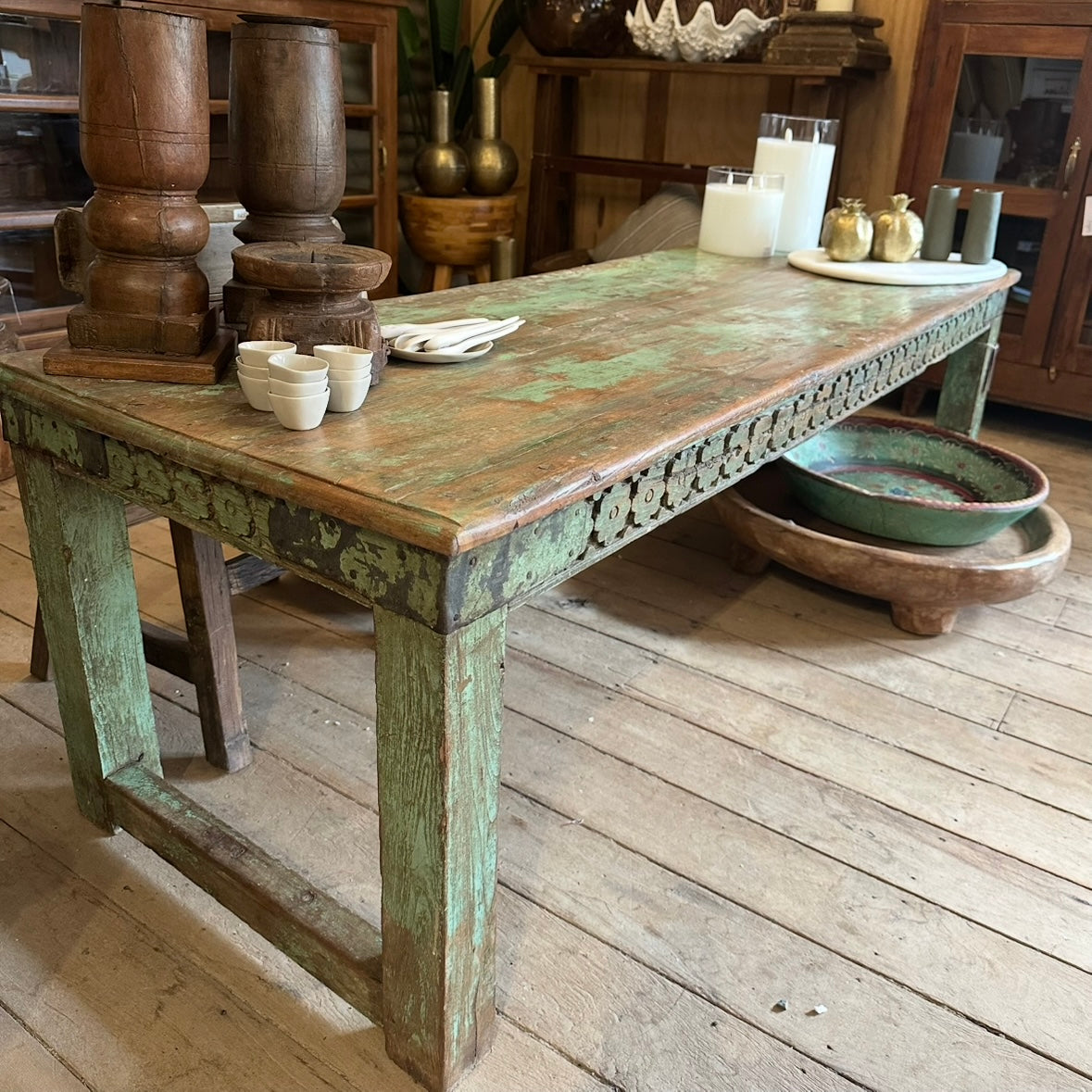 Vintage Green Indian Coffee Table
