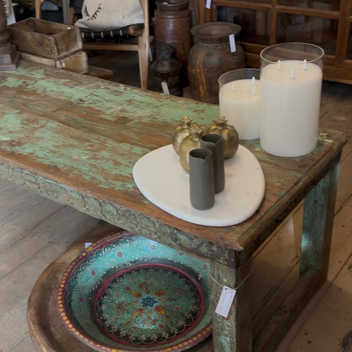 Vintage Green Indian Coffee Table