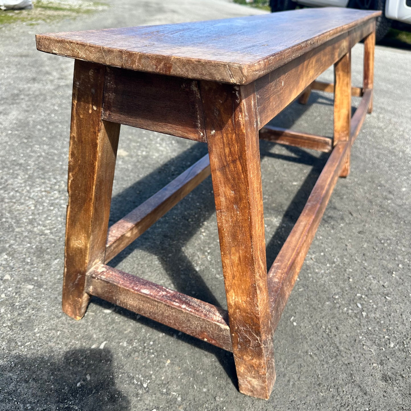 Vintage Teak Pew Bench Seat - 181cm long