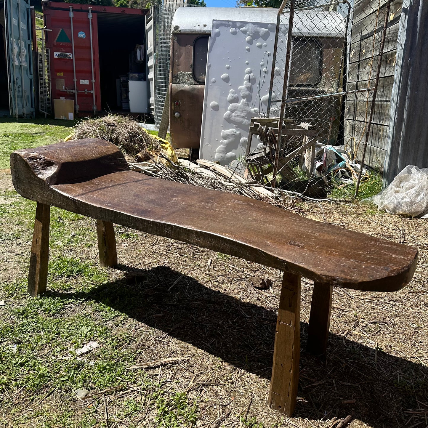 Roll Ended Vintage Teak Bench - 1350mm long