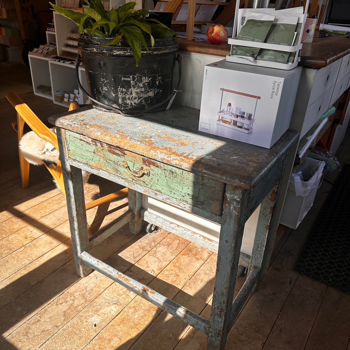 Vintage 1 Drawer Console Table - weathered blue