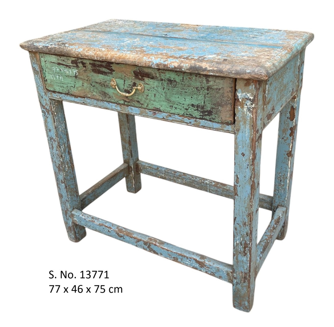 Vintage 1 Drawer Console Table - weathered blue