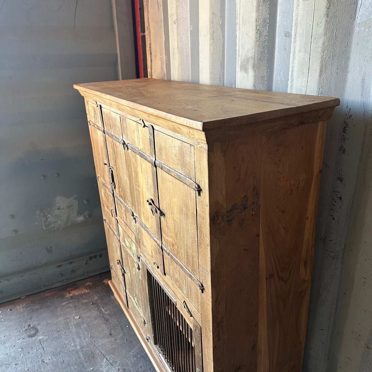 Vintage 7 Door Cabinet - iron bar detail