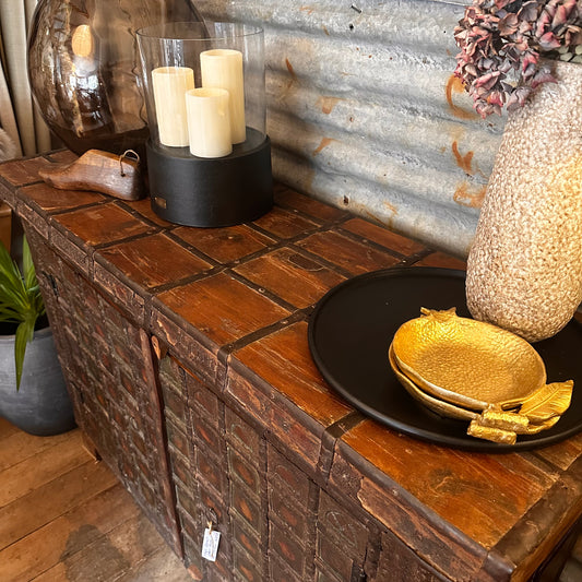 Vintage 2 Door Teak Cabinet with Iron Detailing