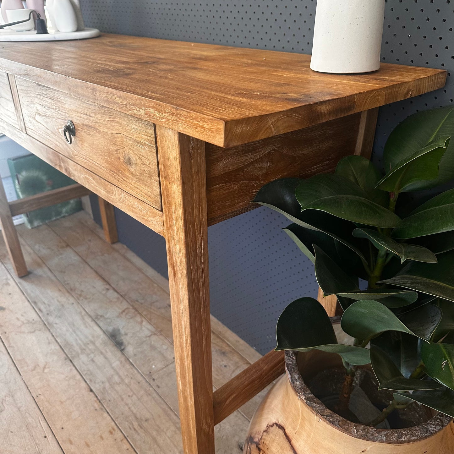 Teak 2 Drawer Console