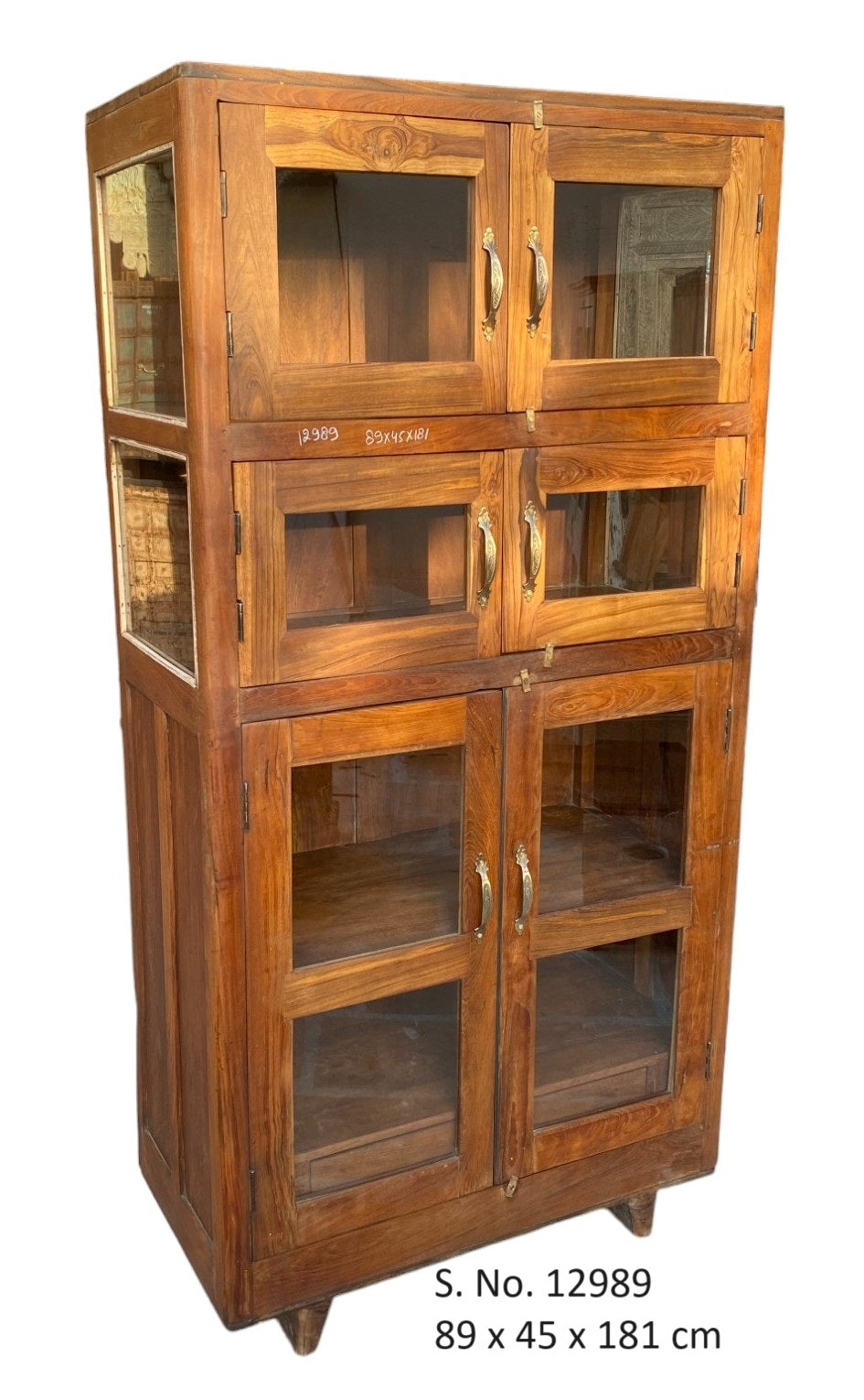 Vintage 6 Door Teak & Glass Cabinet - 1810mm high
