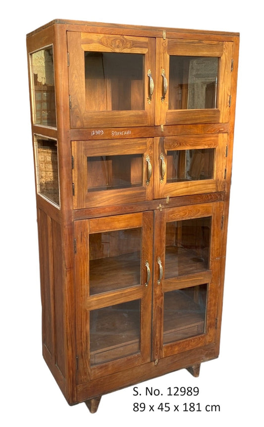 Vintage 6 Door Teak & Glass Cabinet - 1810mm high