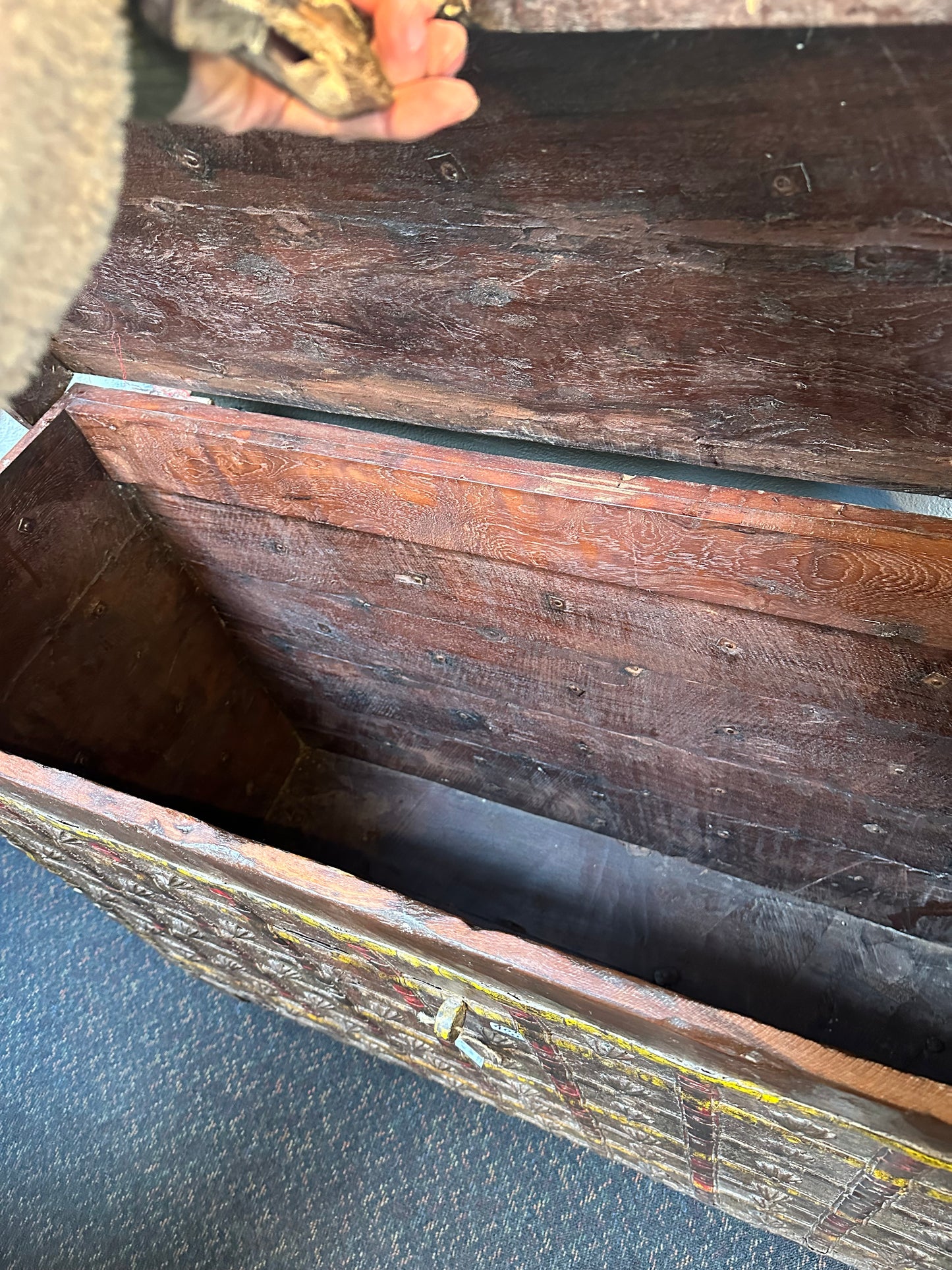 Vintage Teak & Iron Chest Console 1100mm wide
