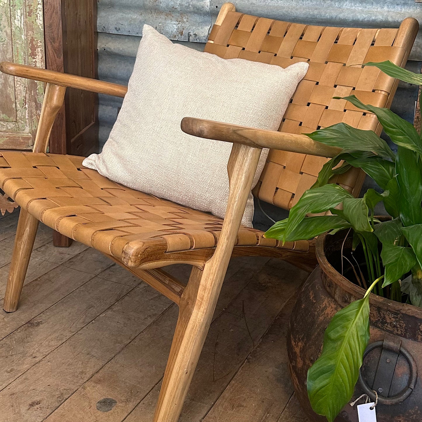 woven leather armchair or occasional chair