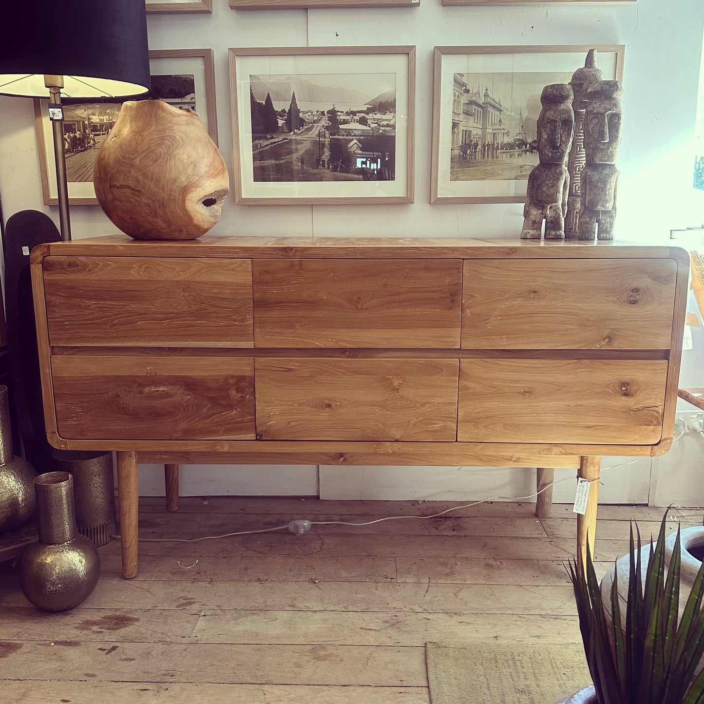 Teak 6 Drawer Cabinet