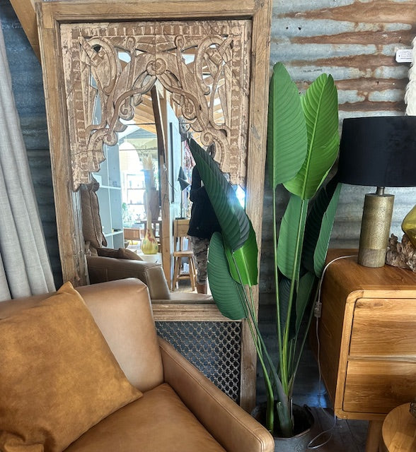 large timber frame floor mirror