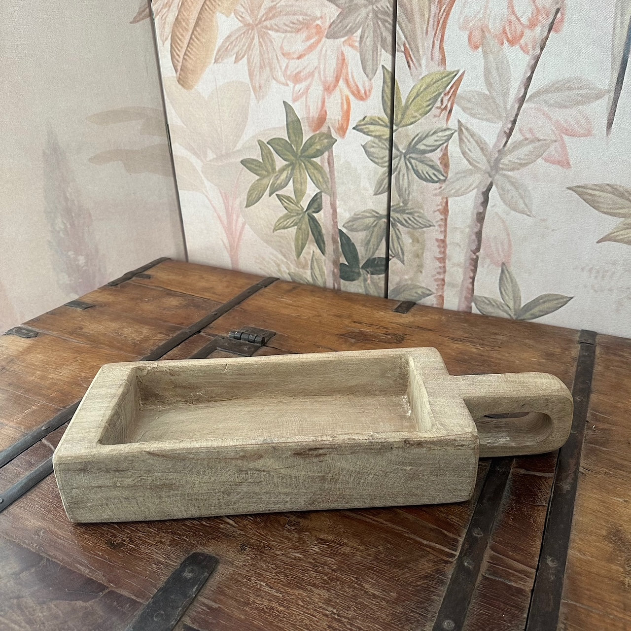 wooden tray or table centre piece