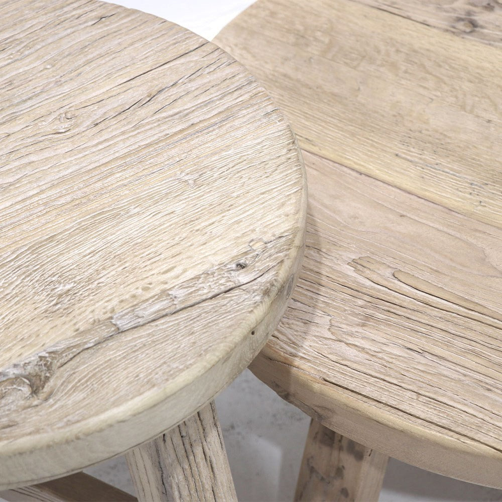 Elm Nesting Side Table (Low) - Black / Natural