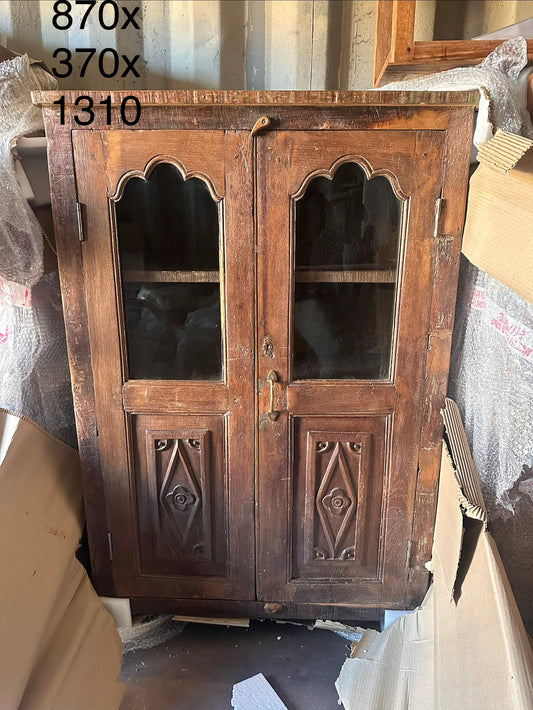 Vintage 2 Door Teak & Glass Cabinet