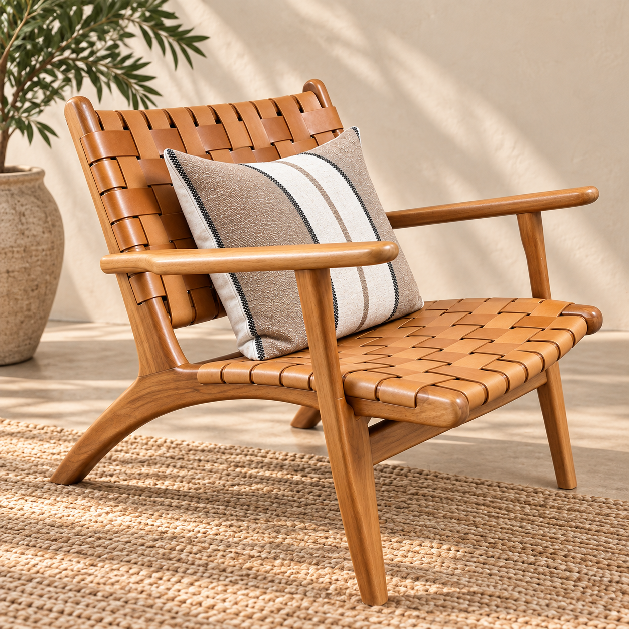 Cuban Woven Leather Armchair