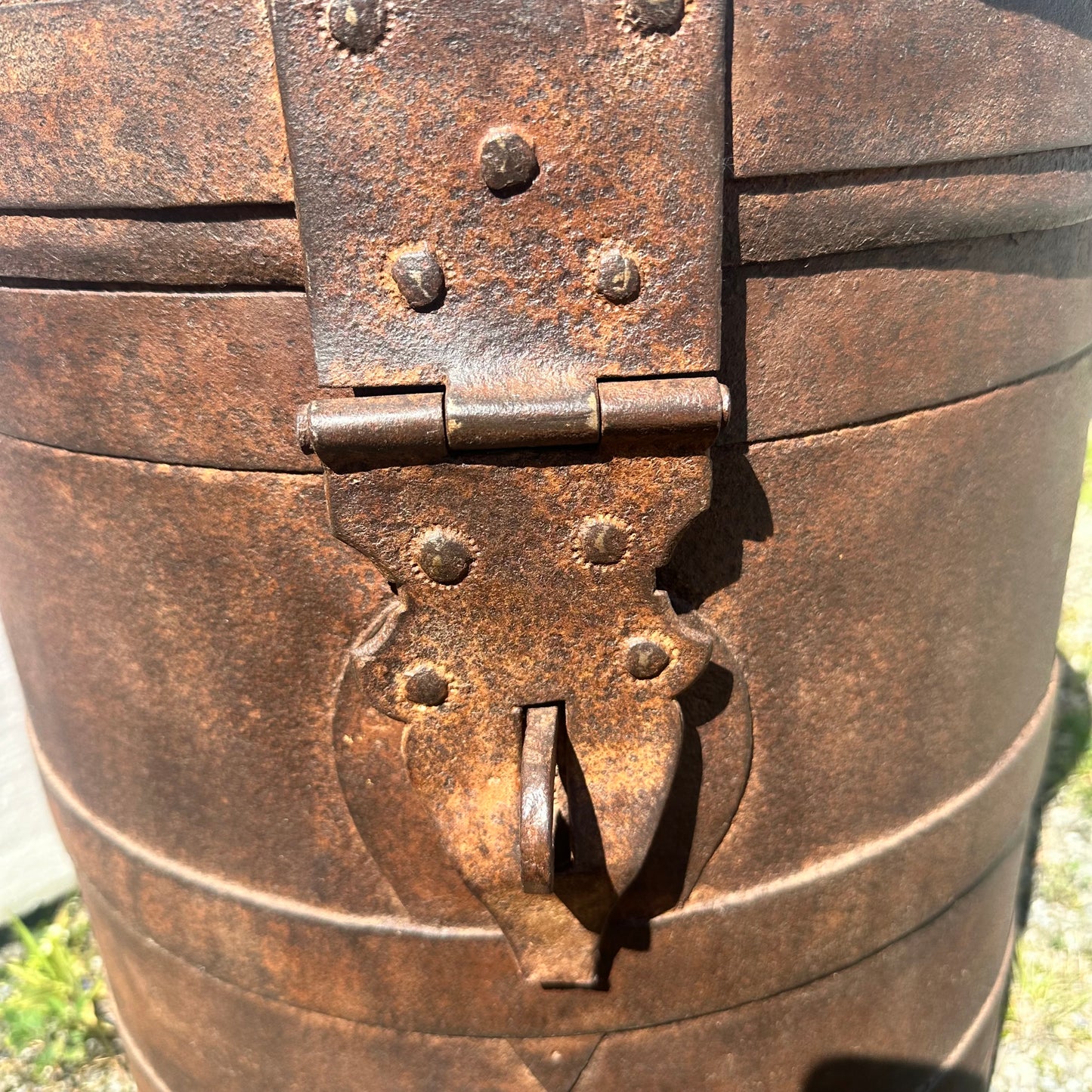 Vintage Indian Iron Grain Storage Drum