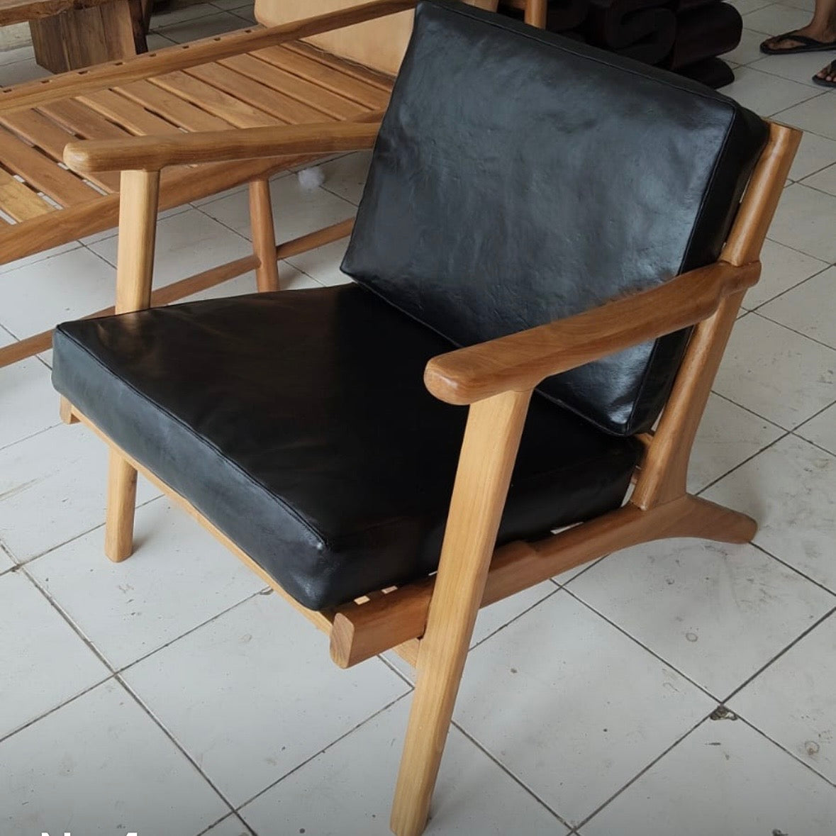 Havana Leather & Teak Armchair