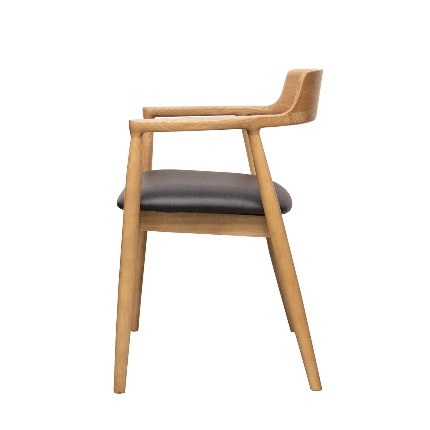 Ealing Dining Chair - Black Leather/Natural Frame