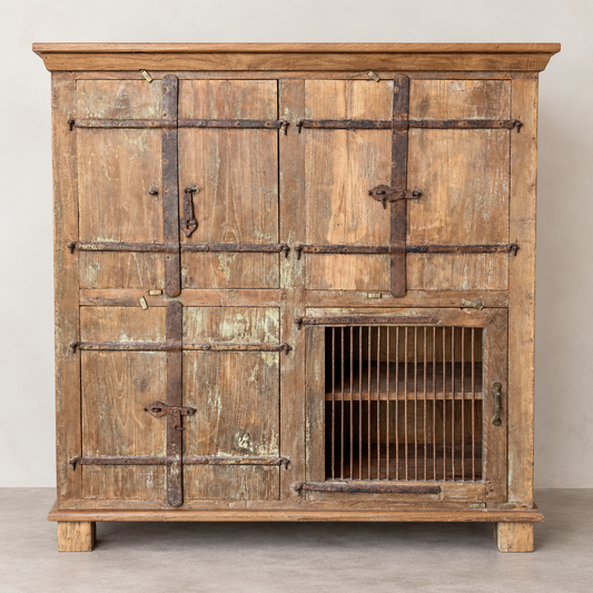 Vintage 7 Door Cabinet - iron bar detail