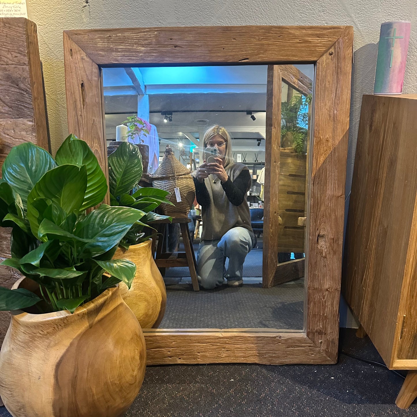 Reclaimed Timber Mirror - floor or wall - 1000x800