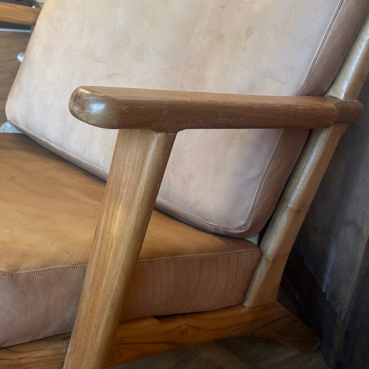 Havana Leather & Teak Armchair