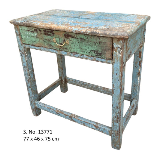 Vintage 1 Drawer Console Table - weathered blue