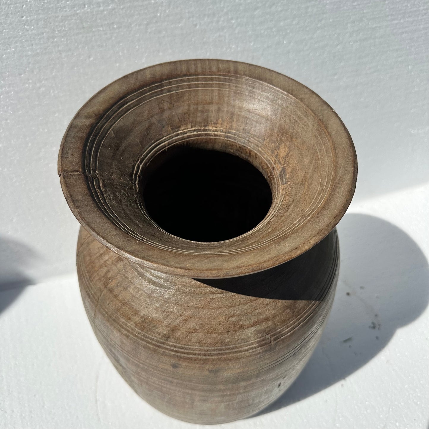 Vintage Teak Wood Matka - Water Pot
