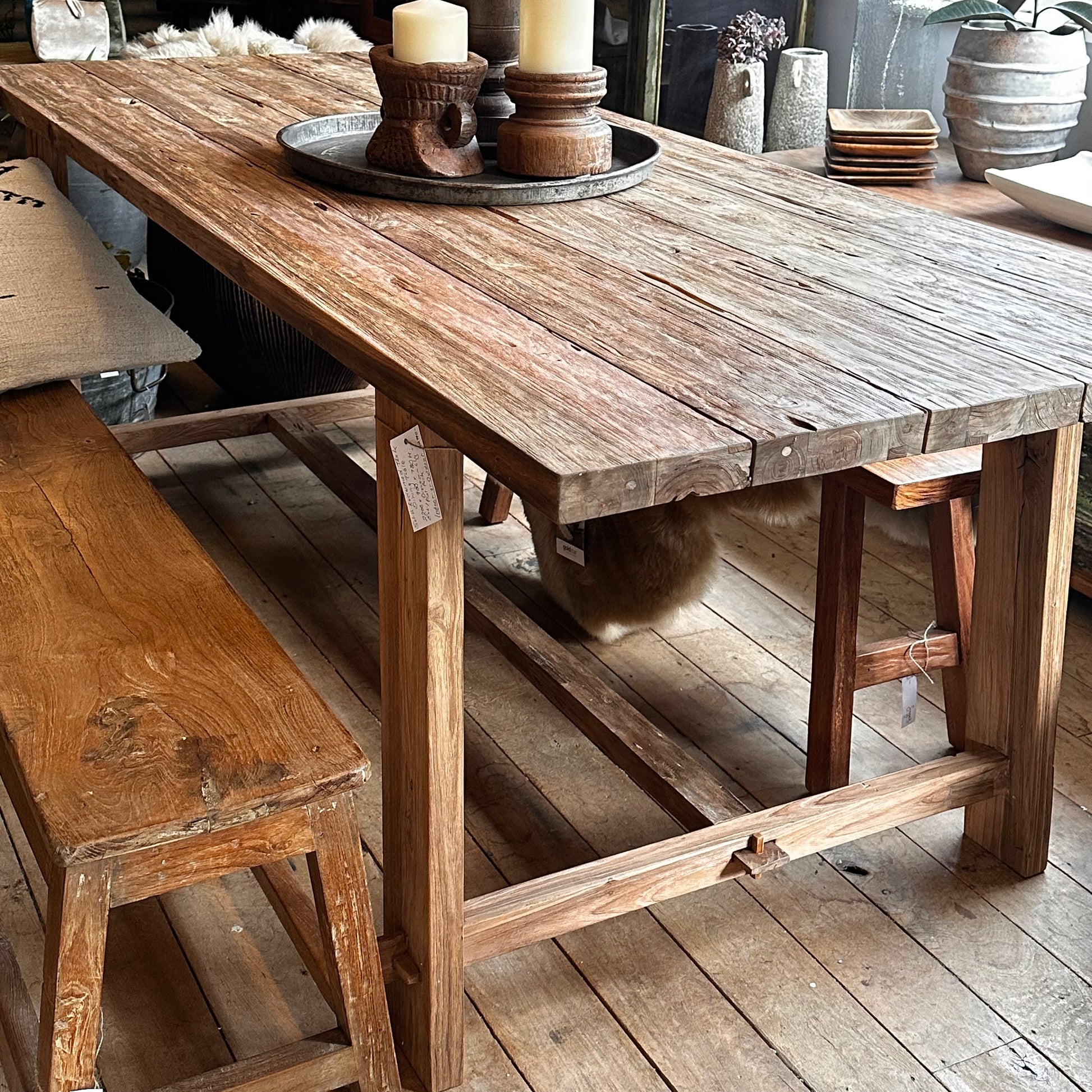 Porto Reclaimed Teak Indoor or Outdoor Dining Table 220cm