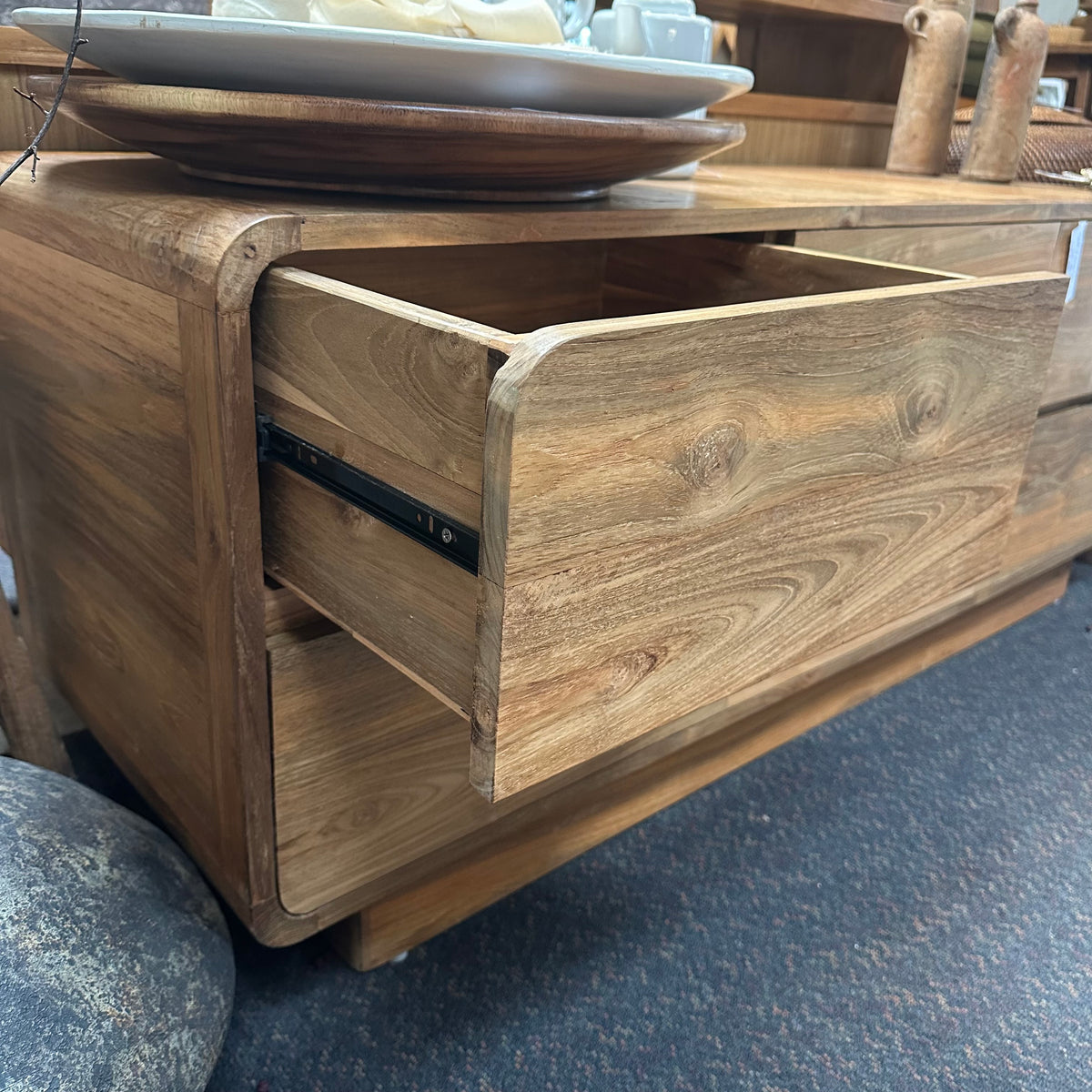 Teak 6 Drawer Low Boy / TV Console