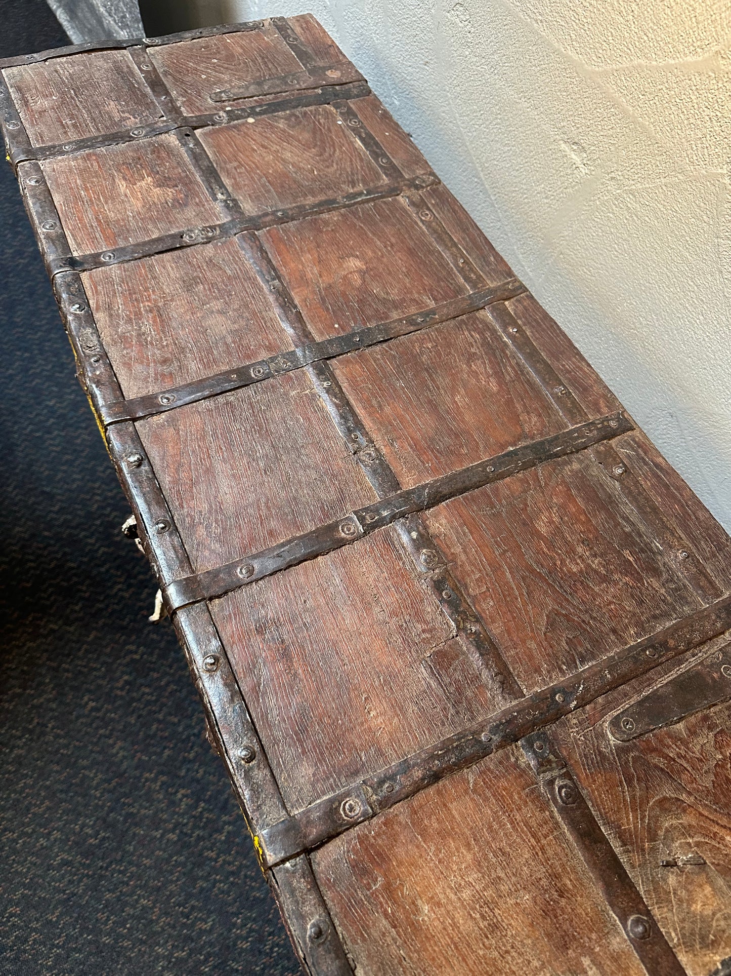 Vintage Teak & Iron Chest Console 1100mm wide