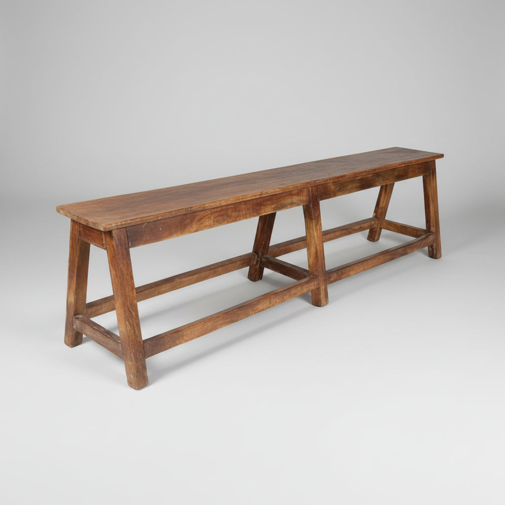 Vintage Teak Pew Bench Seat - 181cm long
