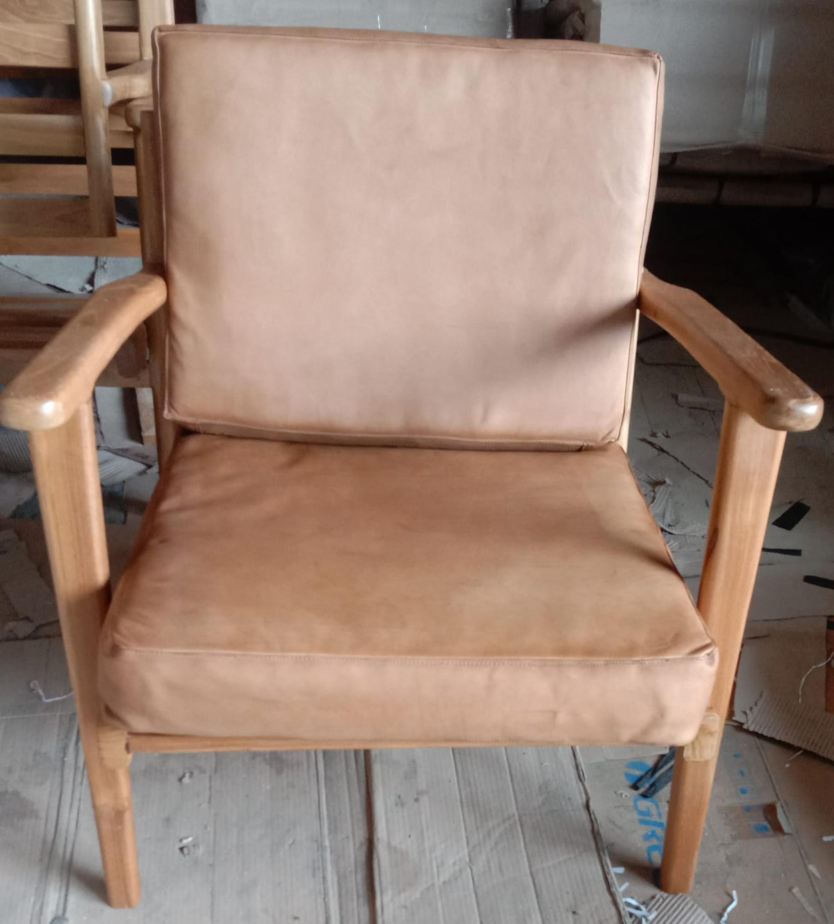 Havana Leather & Teak Armchair