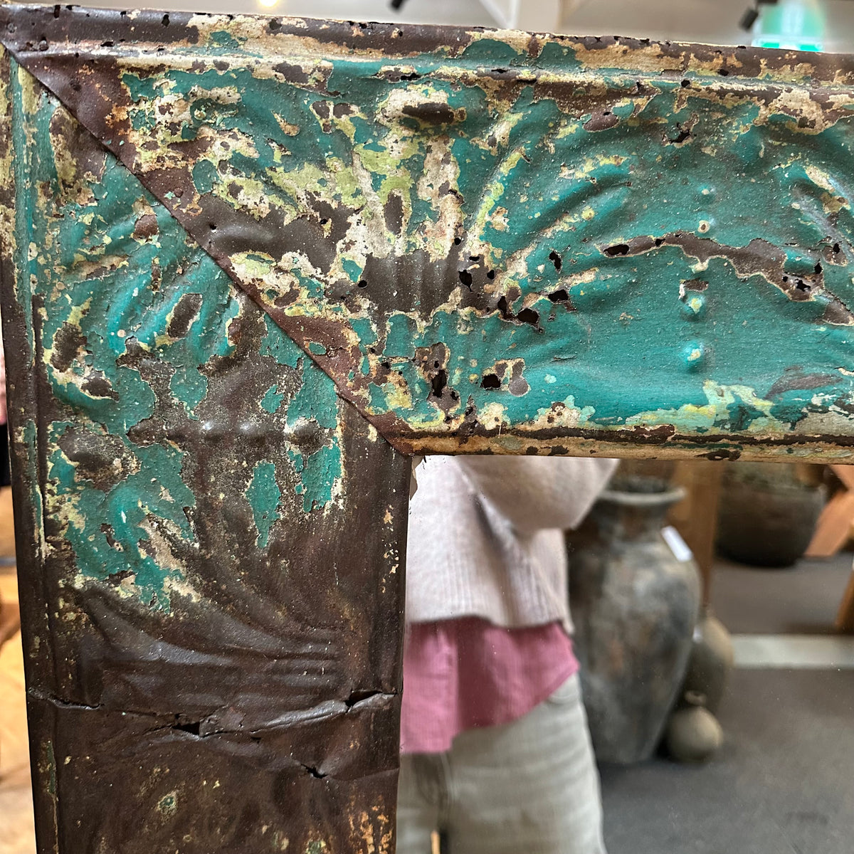 Vintage Pressed Iron & Timber  Mirror - floor or wall