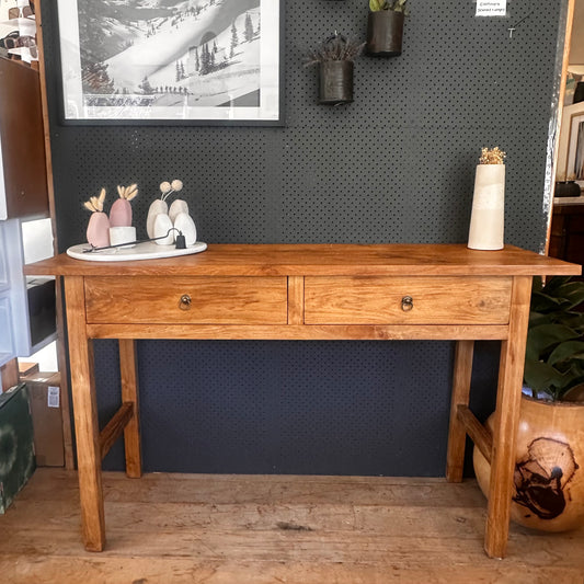 Teak 2 Drawer Console