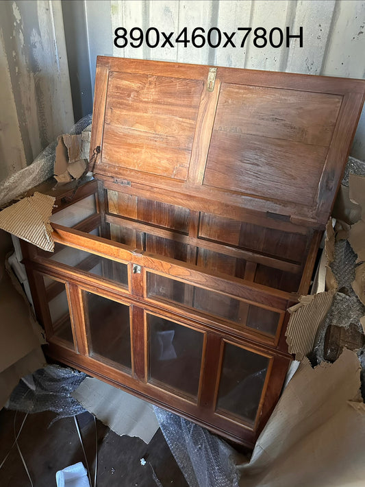 Unique Vintage Teak and Glass Chest