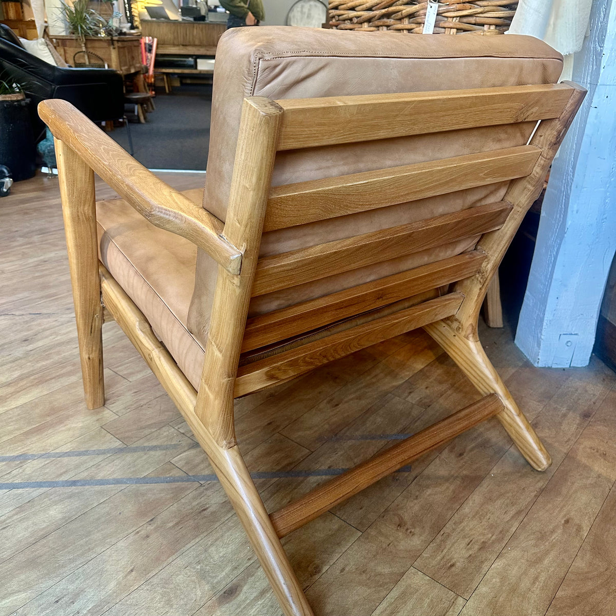 Havana Leather & Teak Armchair