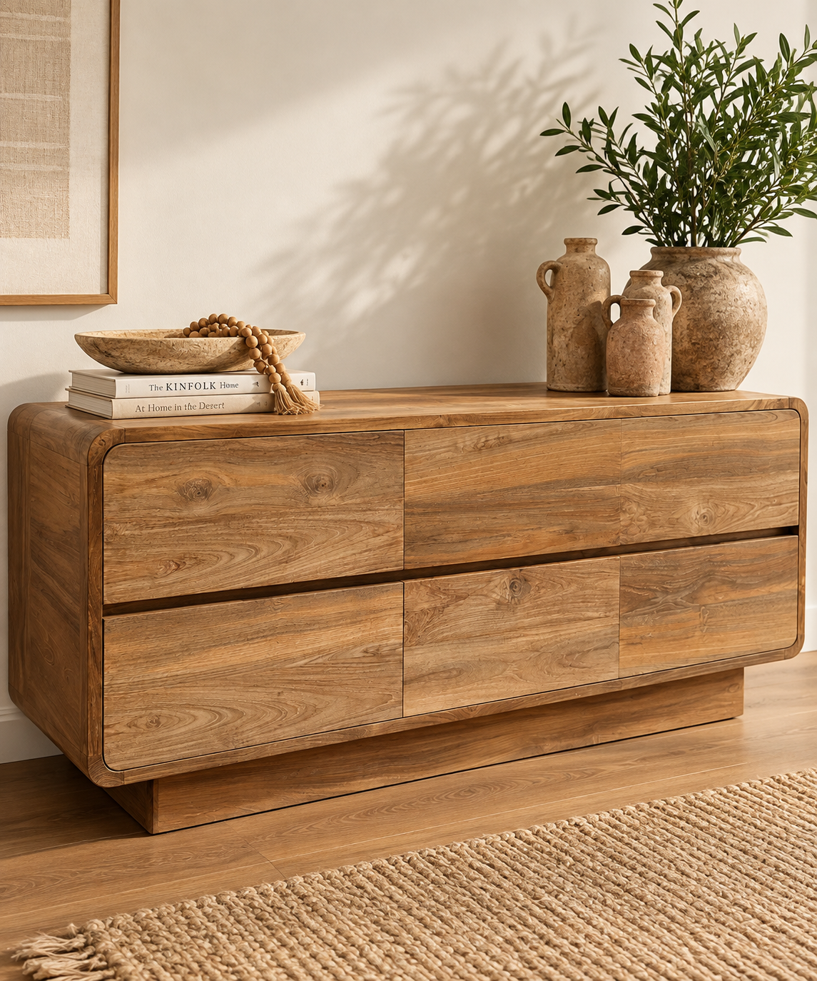 Teak 6 Drawer Low Boy / TV Console