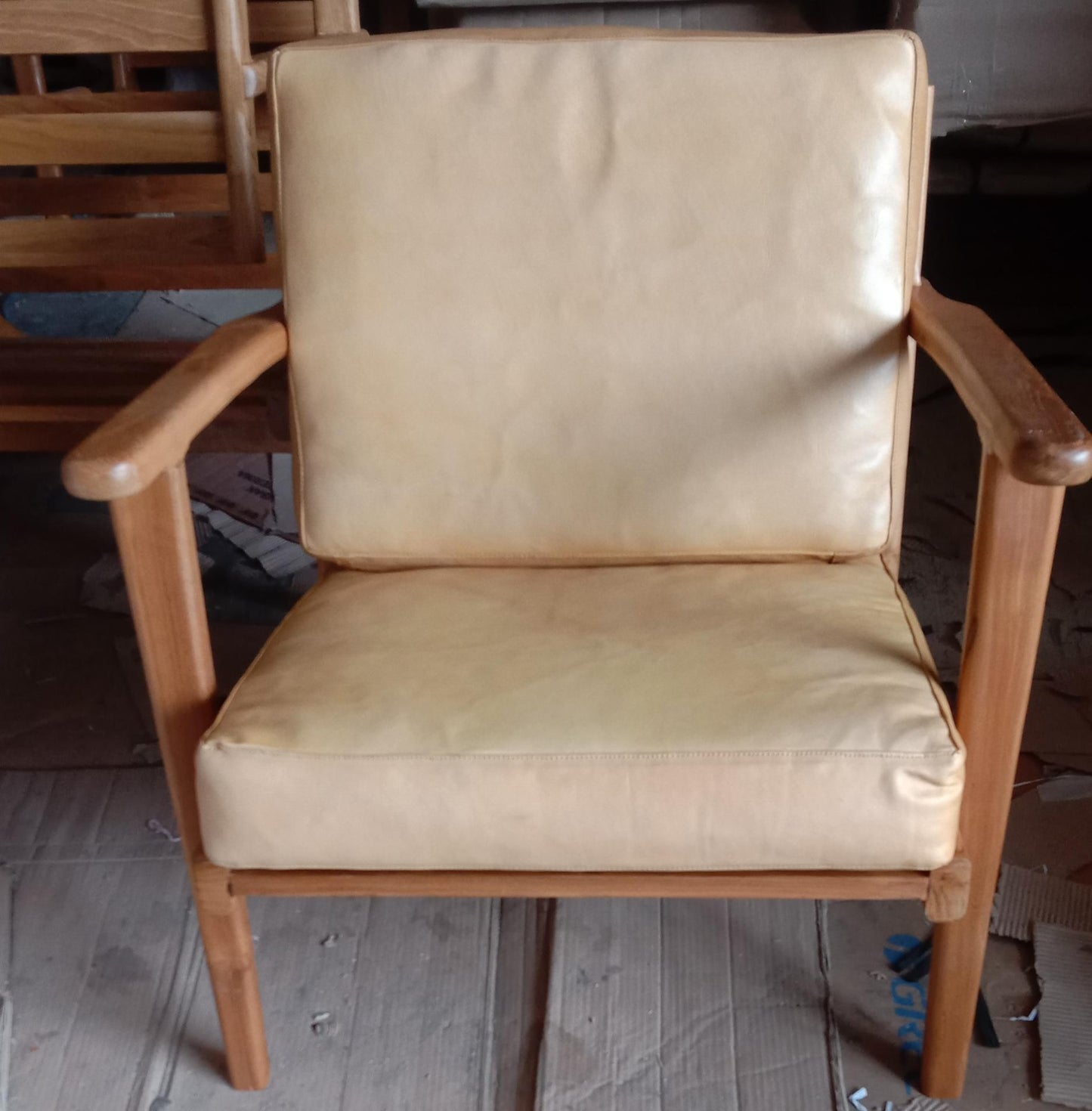 Havana Leather & Teak Armchair