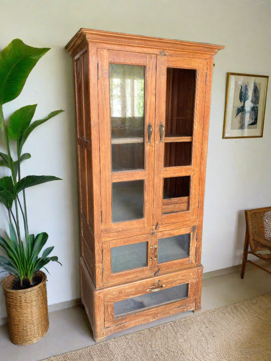 large vintage glass cabinet or armoire