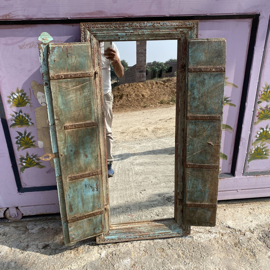 Vintage Window Frame & Shutter Mirror - 520x1100mm high