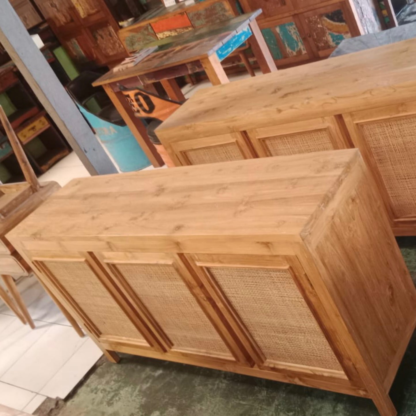 Rattan 3 Door Cabinet
