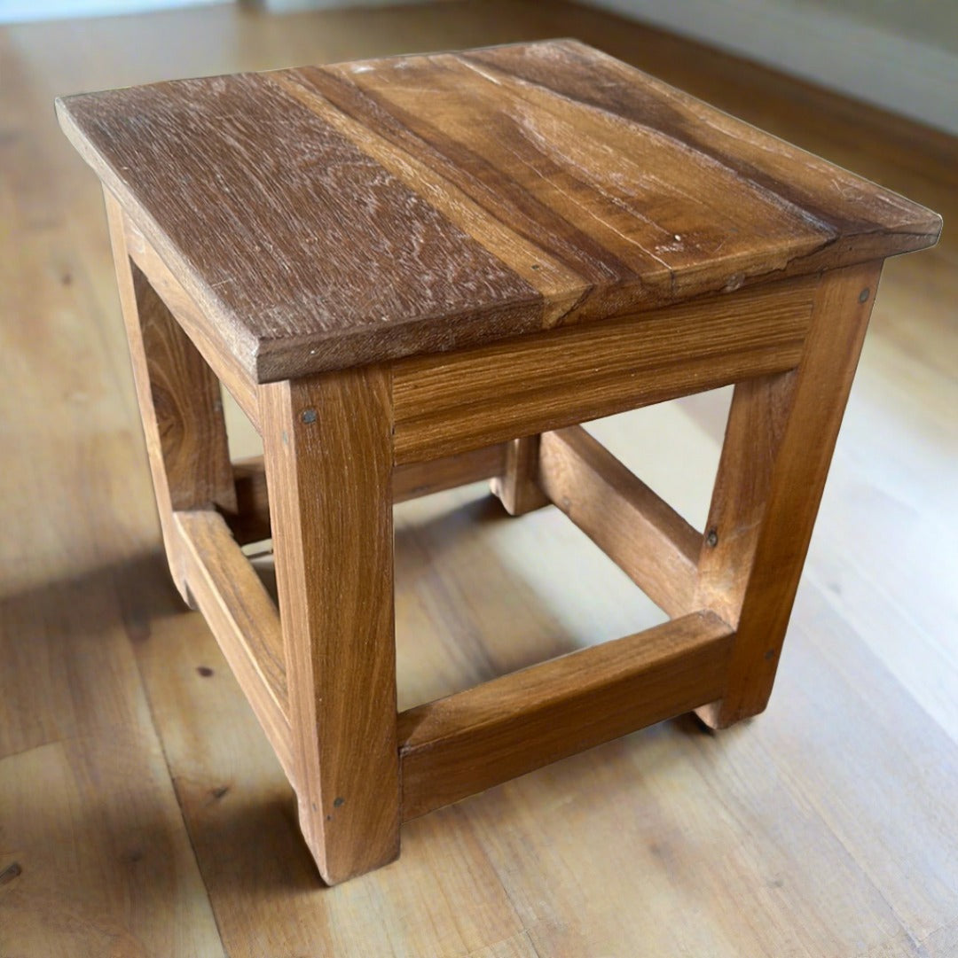 Mini Reclaimed Teak Stool – Sugar Trading