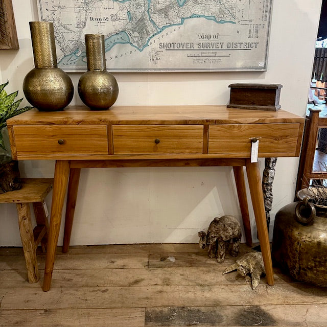 Teak 3 Drawer Console - 1150mm wide