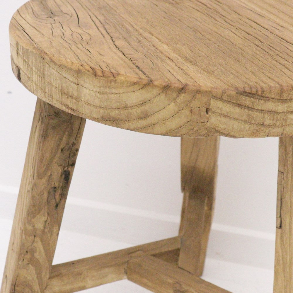 Reclaimed Elm Wood Stool / Side Table