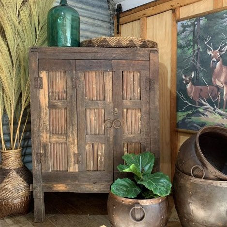 Vintage Teak and Bamboo Cabinet