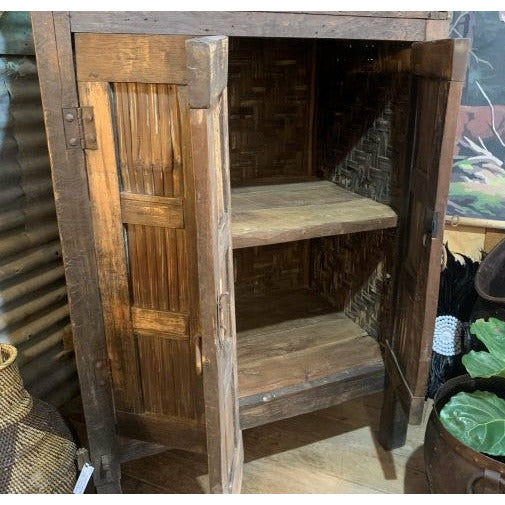 Vintage Teak and Bamboo Cabinet