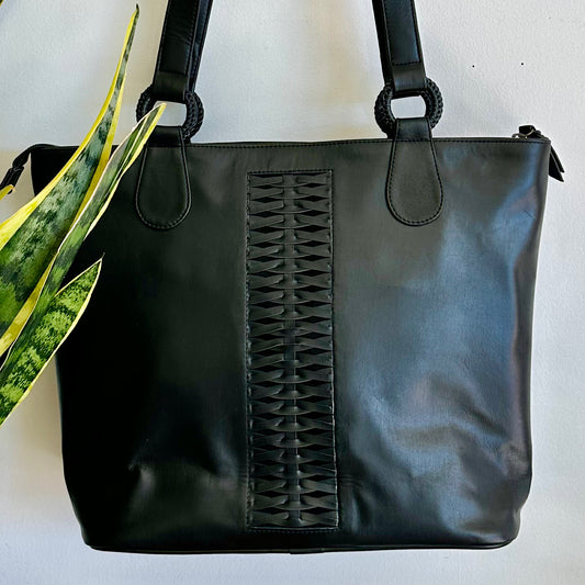 Lady Luck Black Leather Tote
