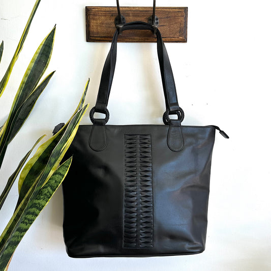 black leather tote, shoulder bag